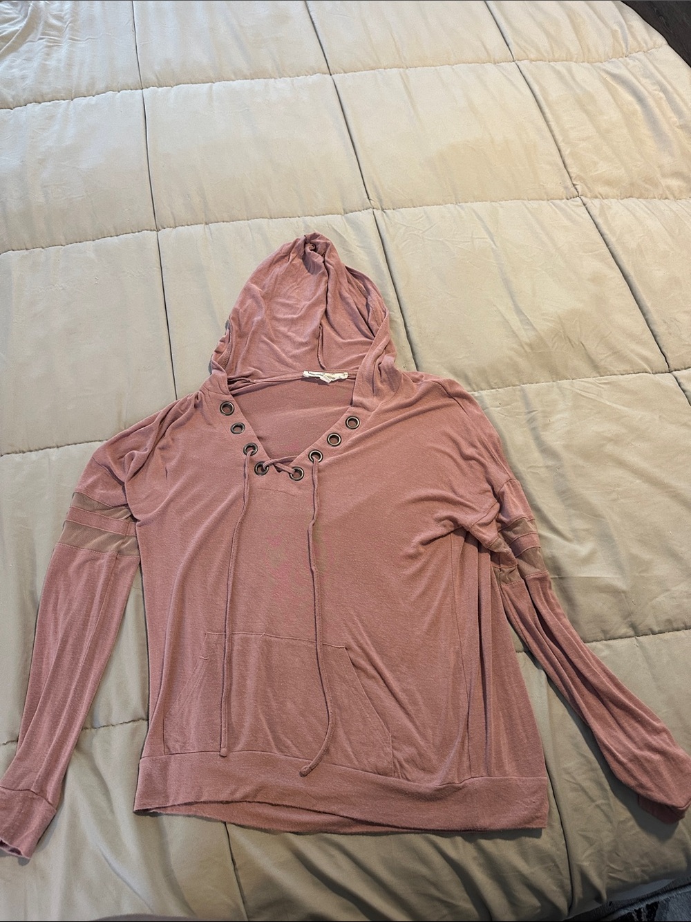 Hippie Rose Mauve Knit Hoodie Top